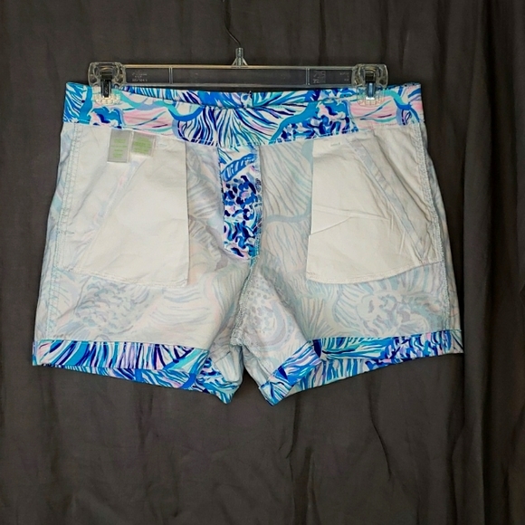 Lilly Pulitzer Kellar Stretch Shorts - Bermuda Blue Fishful Thinking - Picture 12 of 16